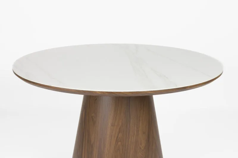 Esstisch Tisch ALMIRA rund Ø 115 cm Walnussfurnier Platte Marmoroptik