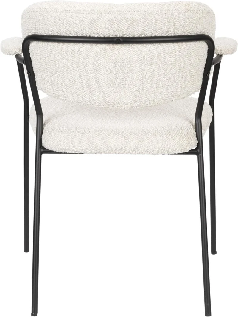 Stuhl Armlehnstuhl Polsterstuhl JOLIEN BLACK BOUCLÉ WHITE