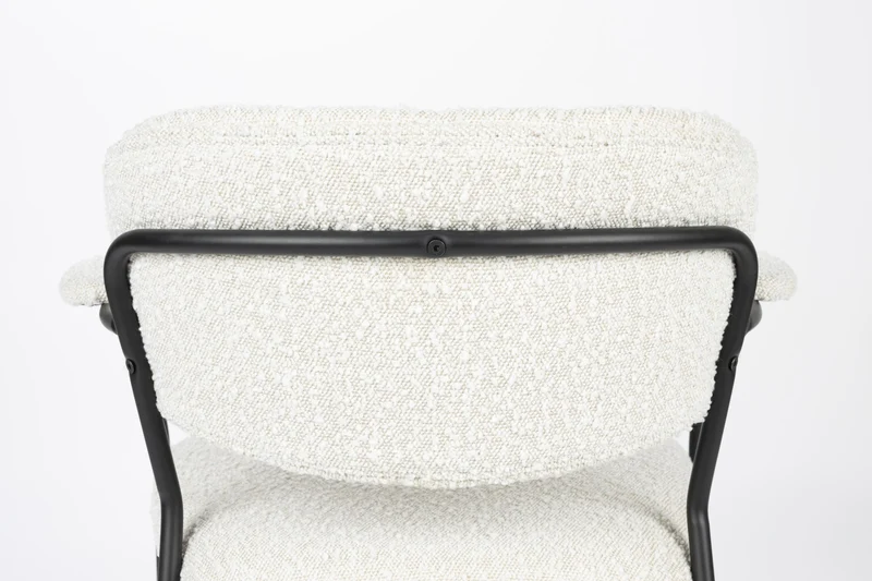 Stuhl Armlehnstuhl Polsterstuhl JOLIEN BLACK BOUCLÉ WHITE
