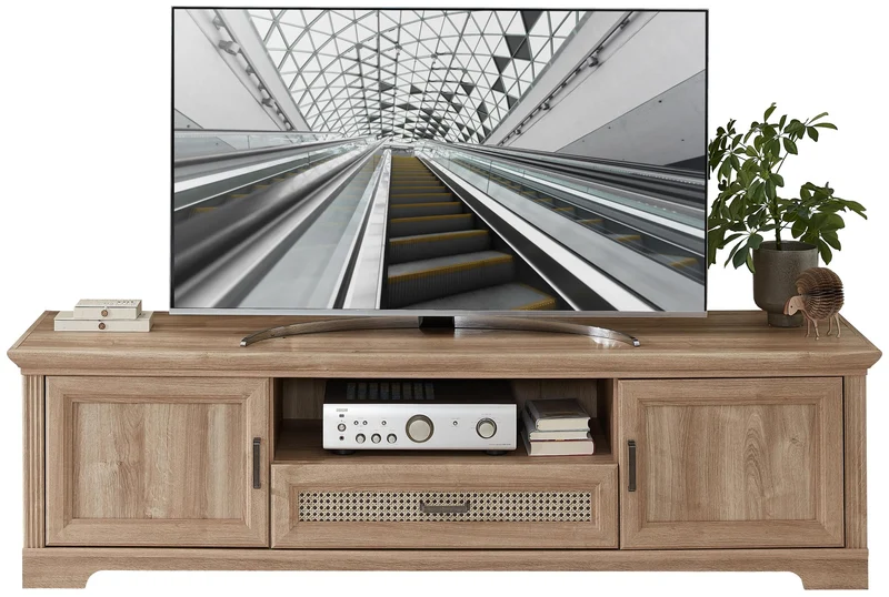 TV Lowboard VIENNA 193 cm Eiche Nachbildung mit Wendefüllung