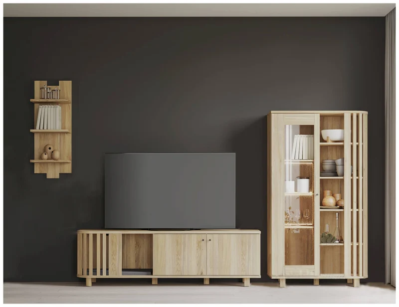 Wohnzimmerschrank RANFLURY 01, 3-tlg. Mauvella Eiche, von Forte