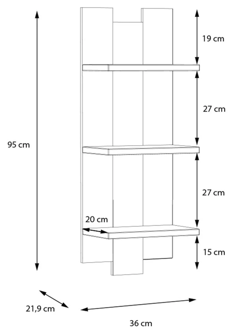 Wandboard RANFLURY mit 3 Ablagen Optik: Mauvella Eiche