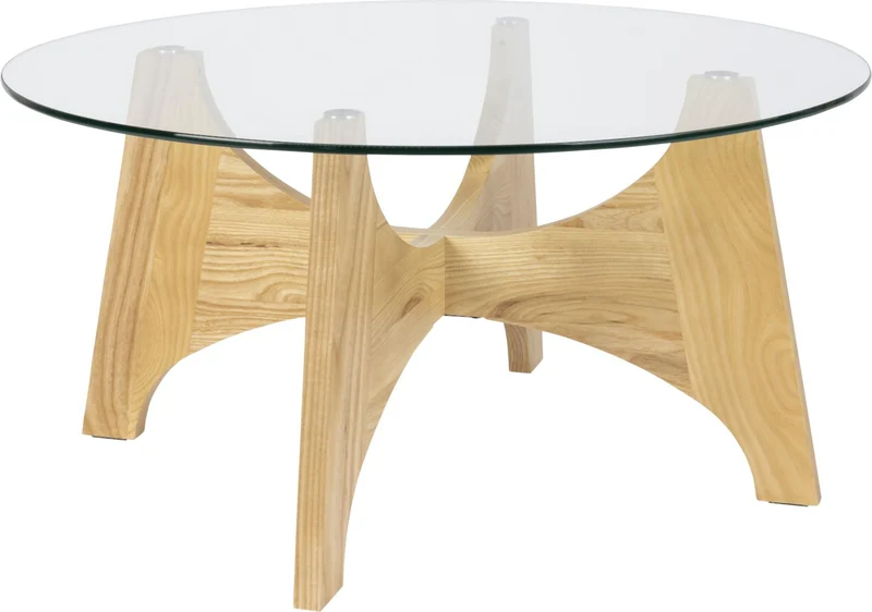 Couchtisch Glastisch KOBE Rund Ø 80 cm mit Glasplatte von Zuiver
