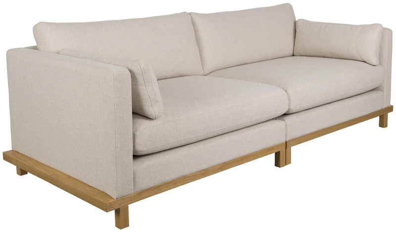 BLOSSOM 3-Sitzer Sofa von ZUIVER Stoff Sand Gestell Eiche hell
