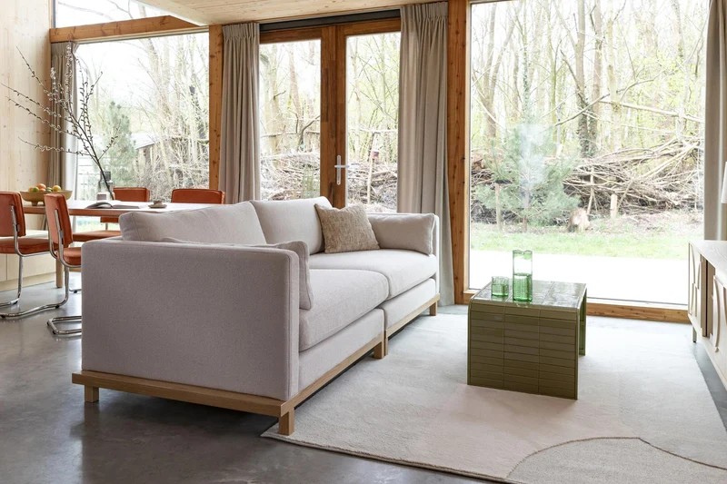 BLOSSOM 3-Sitzer Sofa von ZUIVER Stoff Sand Gestell Eiche hell