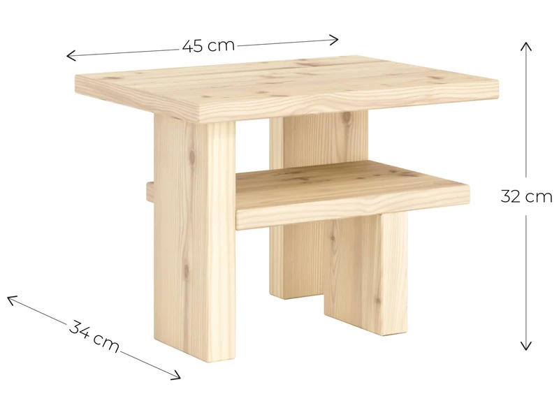 Beistelltisch JAPAN Side Table Kiefer massiv unfinished von Karup