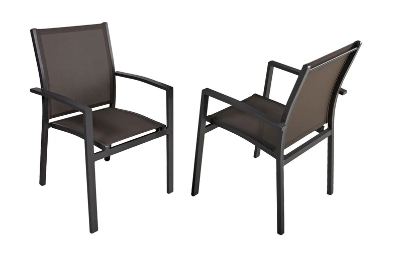 Stapelstuhl Gartenstuhl ELENA 2er Set Aluminium dunkelgrau