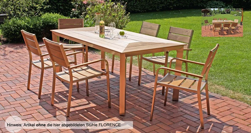 Stapelstuhl FLORENCE 4er Set Aluminium champagner Non-Wood Teak-Optik