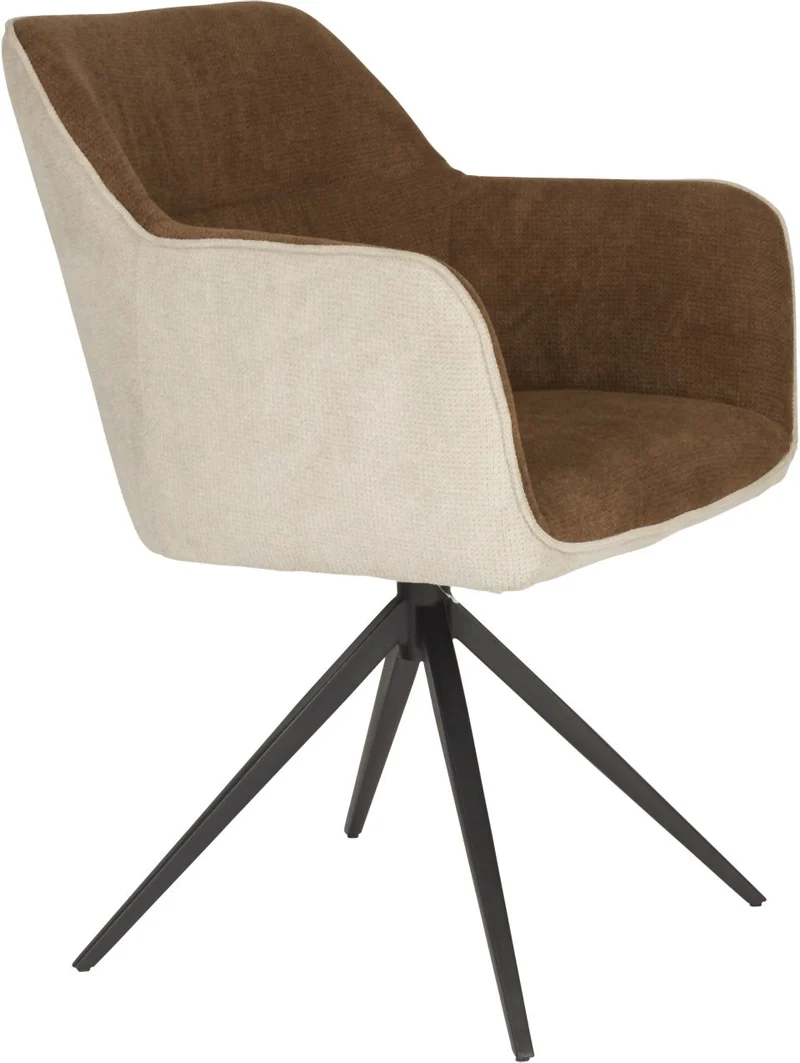 Stuhl Armlehnstuhl Esszimmerstuhl DALEY in der Farbe Beige/Braun