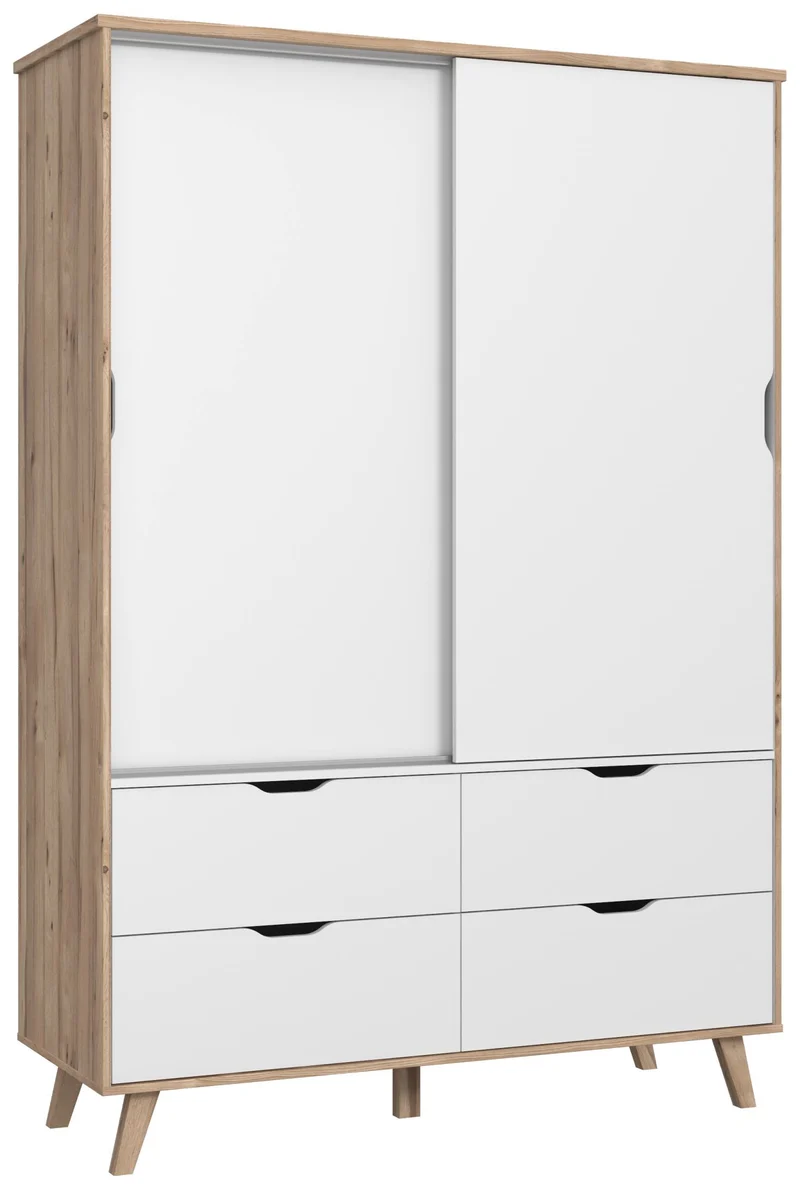 Kleiderschrank VANKKA mit Schiebetüren - Plankeneiche / Weiß von Forte