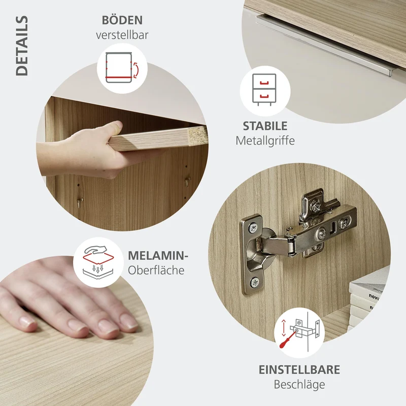 SANTORIN Aktenschrank 40 cm Riva Eiche Melamin mit Glas-Front