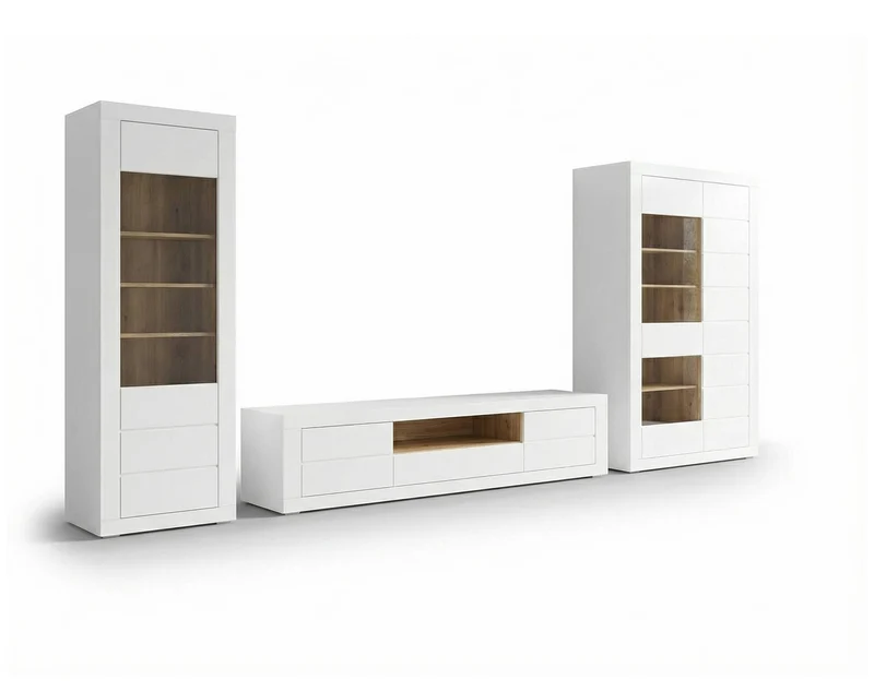 Wohnzimmerschrank LEFKADAS 3, 3-teilig Weiss, von Forte
