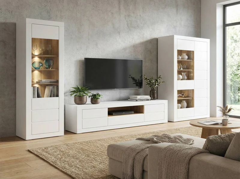 Wohnzimmerschrank LEFKADAS 3, 3-teilig Weiss, von Forte