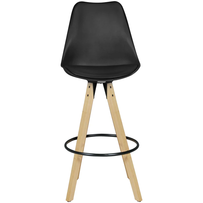 2er Set Barhocker LIMA Retro Design Kunstleder Schwarz Holz mit Lehne