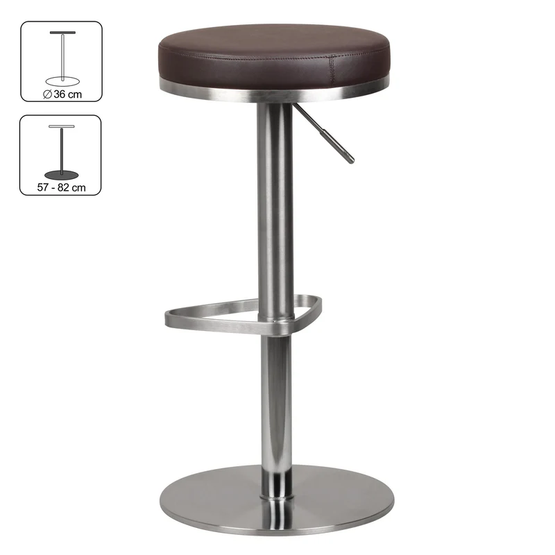 Barhocker WL1.612 Braun Edelstahl verstellbare Sitzhöhe 360° drehbar
