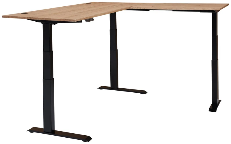 Höhenverstellbarer Eckschreibtisch SONOS Old Artisan Eiche 185 x 177cm