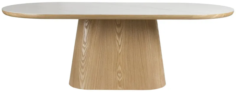 Esstisch ALMIRA Oval 180 x 90 Eiche Furnier Platte in Marmoroptik