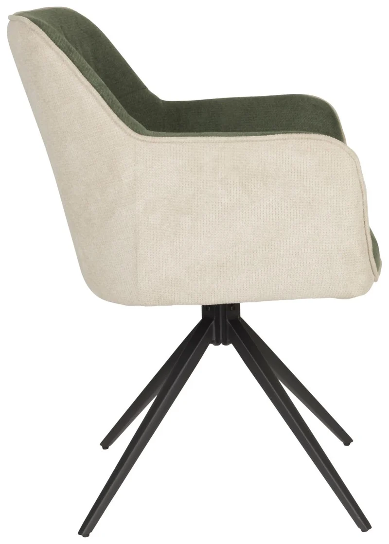 Stuhl Armlehnstuhl Esszimmerstuhl DALEY in der Farbe Beige/Grün