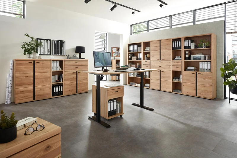 Höhenverstellbarer Schreibtisch SONOS Altesche furniert - 160 x 77 cm