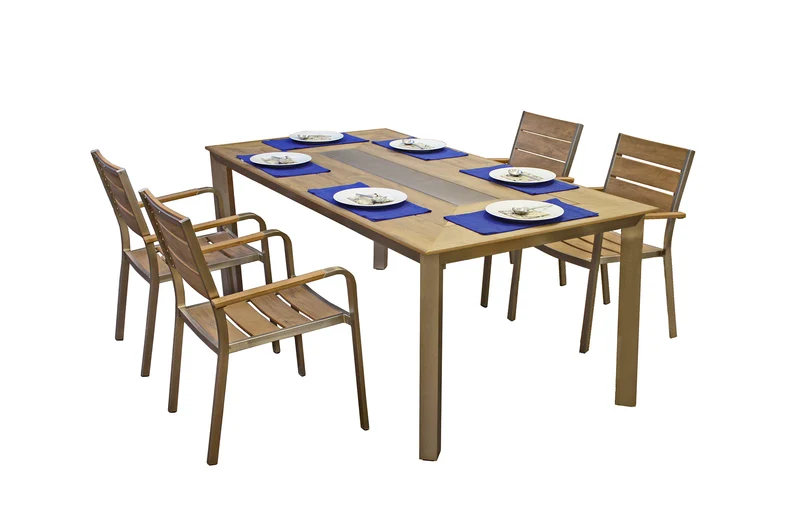 Garten Tischgruppe FLORENCE 5-tlg. mit Tisch und 4 × Stapelstuhl