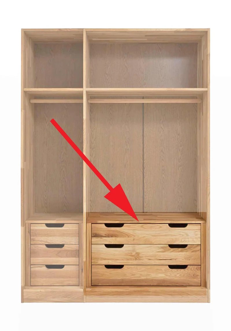 Schubladenblock 97 cm passend zum 2-trg. Schrank ILVA ,HALVAR und FRIA
