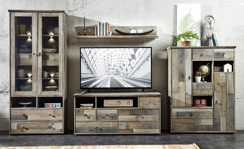 Wohnzimmerschrank Wohnwand BONANZA DD82 - Driftwood Nachbildung