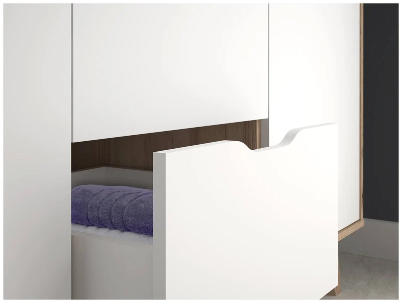 Kleiderschrank VANKKA Drehtürenschrank Optik Plankeneiche / Weiß Forte