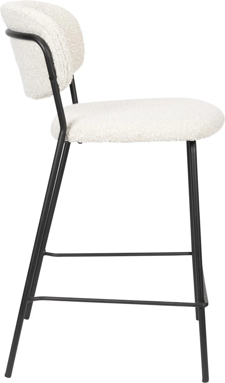 Hocker Tresenhocker JOLIEN BLACK BOUCLÉ WHITE