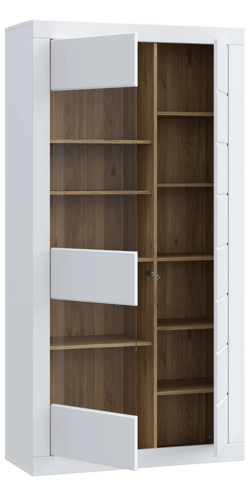 Vitrinenschrank Vitrine LEFKADAS Weiß seidenmatt 2 Türen, von Forte