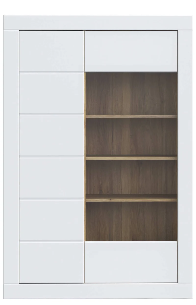 Highboard Vitrine LEFKADAS Weiß seidenmatt 2 Türen, von Forte