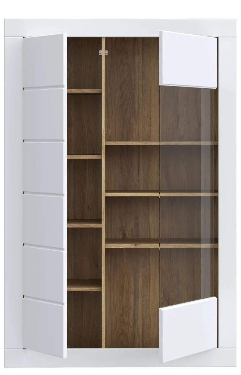 Highboard Vitrine LEFKADAS Weiß seidenmatt 2 Türen, von Forte