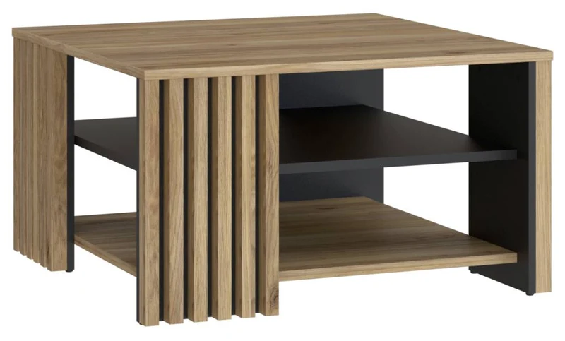 Couchtisch JOAKIMIS 80 x 80 cm Schwarz / Mauvella Eiche Optik, Forte