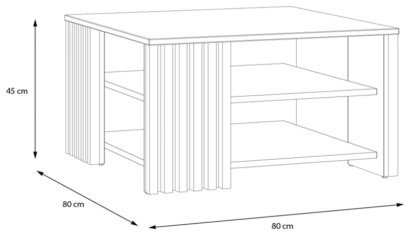 Couchtisch JOAKIMIS 80 x 80 cm Schwarz / Mauvella Eiche Optik, Forte