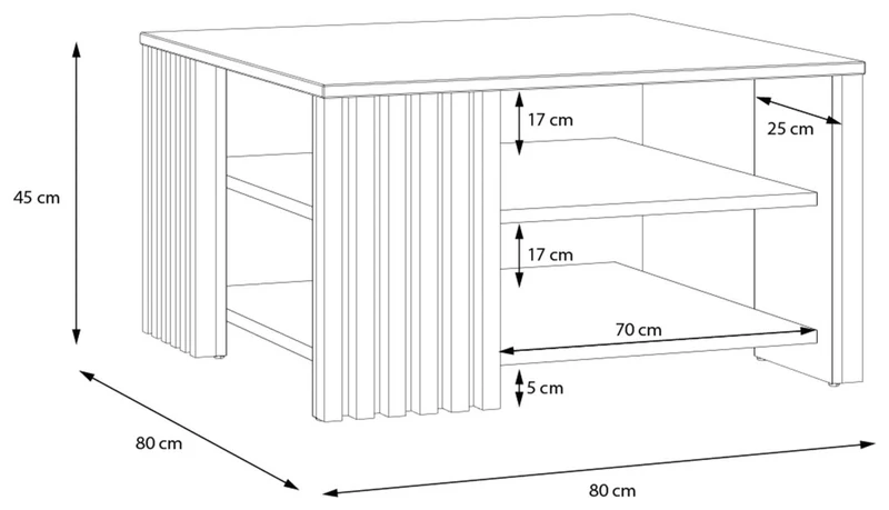 Couchtisch JOAKIMIS 80 x 80 cm Schwarz / Mauvella Eiche Optik, Forte