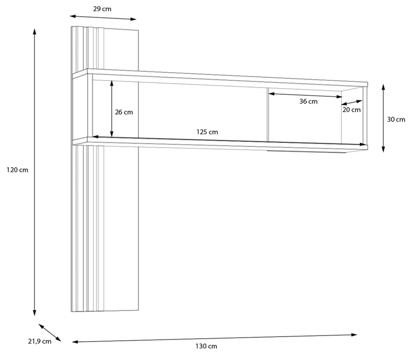 Wandboard JOAKIMIS mit 2 Ablagen Optik: Mauvella Eiche / Schwarz