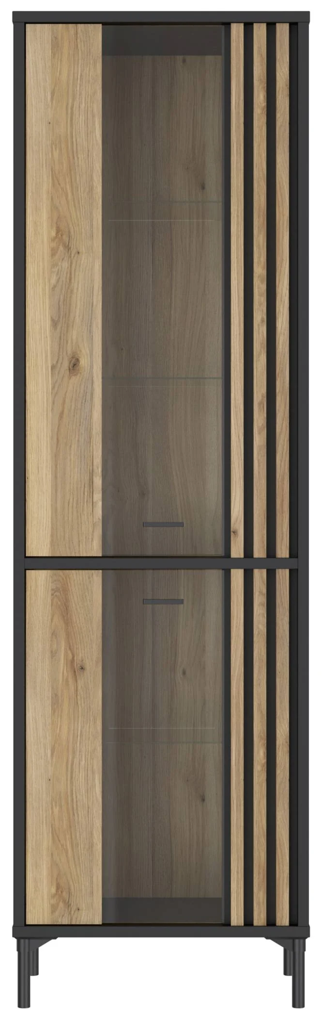 Vitrine JOAKIMIS mit 2 Türen in Schwarz / Mauvella Eiche Optik, Forte