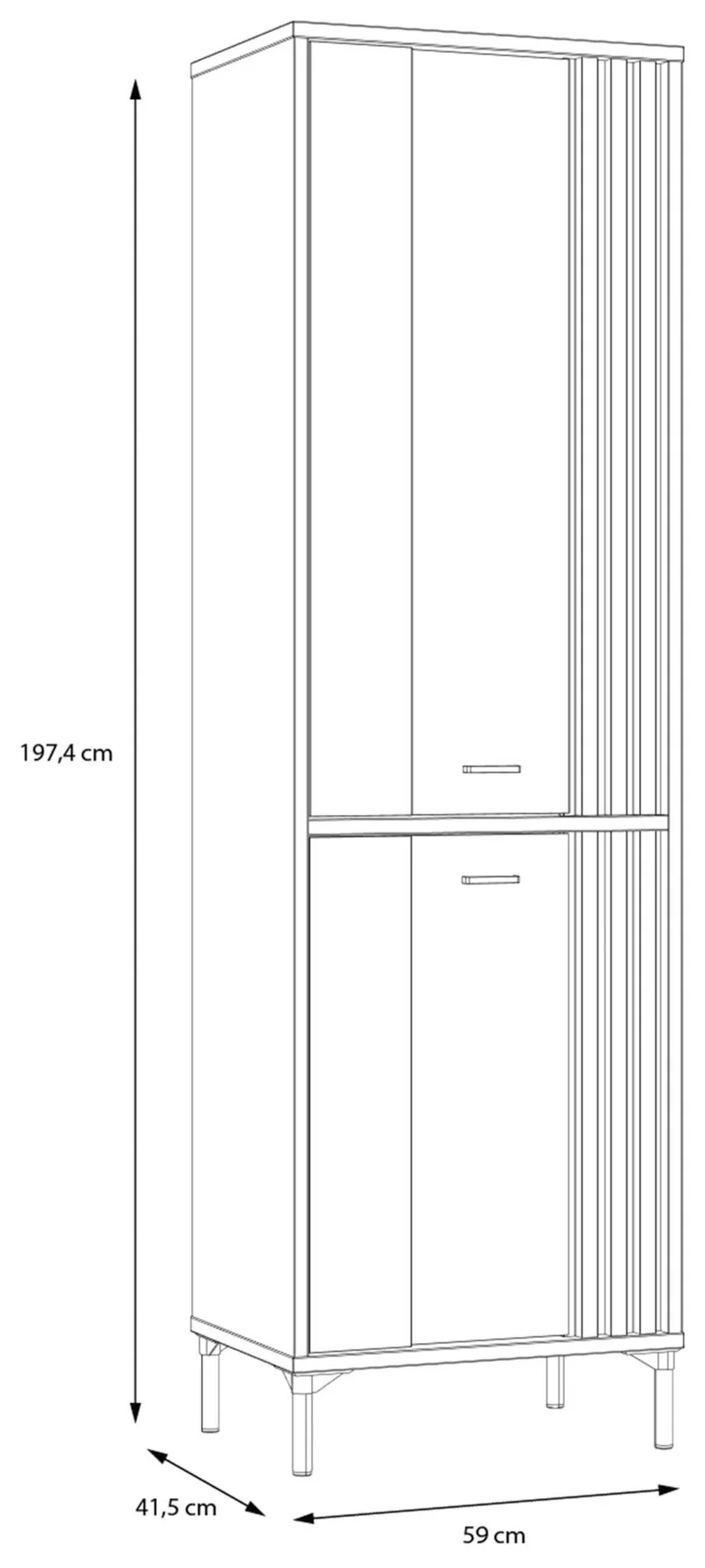 Vitrine JOAKIMIS mit 2 Türen in Schwarz / Mauvella Eiche Optik, Forte