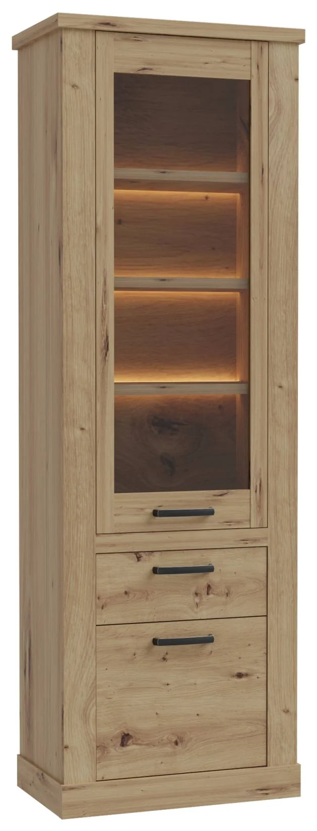 Vitrine CORONA mit Beleuchtung 2 Türen Artisan Eiche von Forte