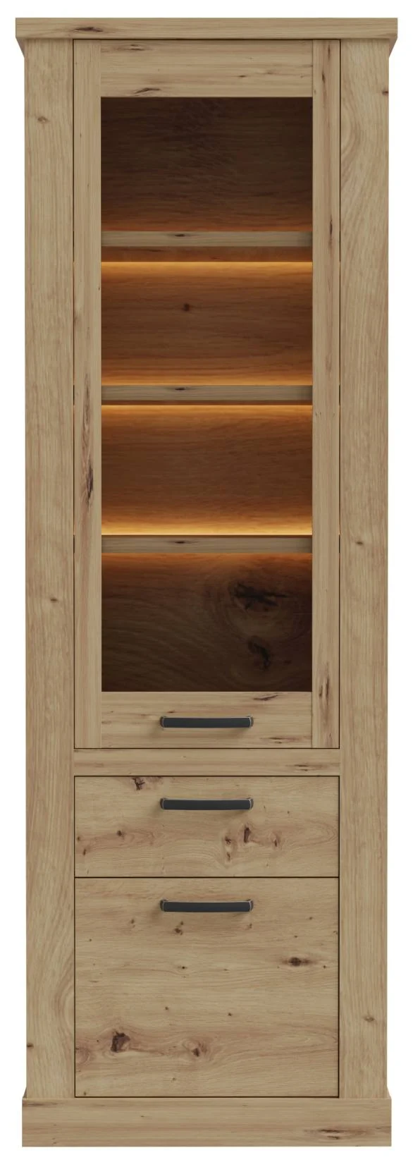 Vitrine CORONA mit Beleuchtung 2 Türen Artisan Eiche von Forte