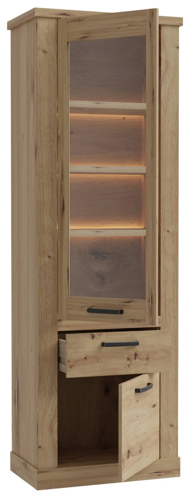 Vitrine CORONA mit Beleuchtung 2 Türen Artisan Eiche von Forte
