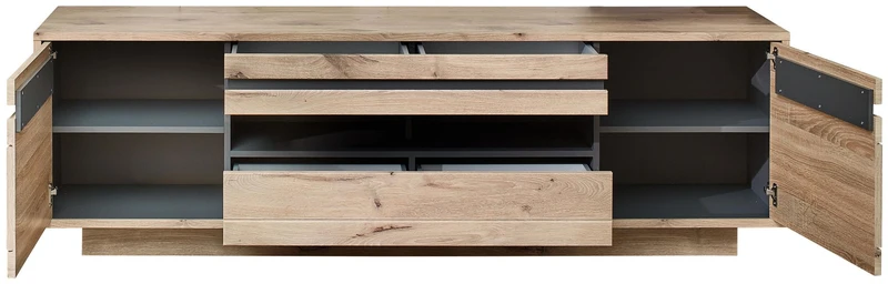 Wohnzimmerschrank BELLANO HH84 Viking Oak Nature mit LED