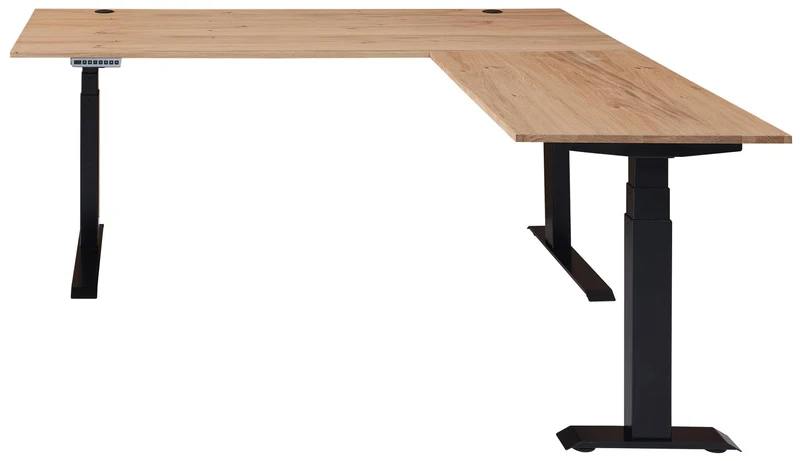 Höhenverstellbarer Eckschreibtisch SONOS Altesche furniert 185 x 177cm
