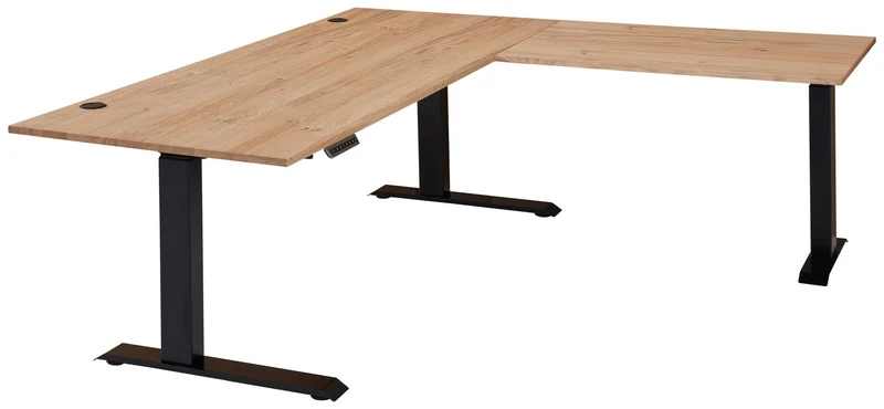 Höhenverstellbarer Eckschreibtisch SONOS Altesche furniert 185 x 177cm