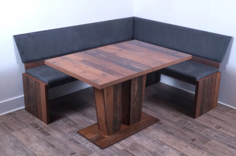 Eckbank MILANO 185 x 150 cm Old Wood Vintage ohne Stühle