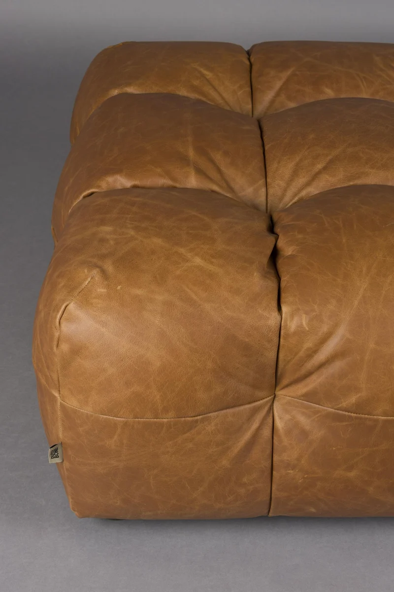 HACKMAN Hocker 100 x 100 cm Echtleder Cognac von DUTCHBONE