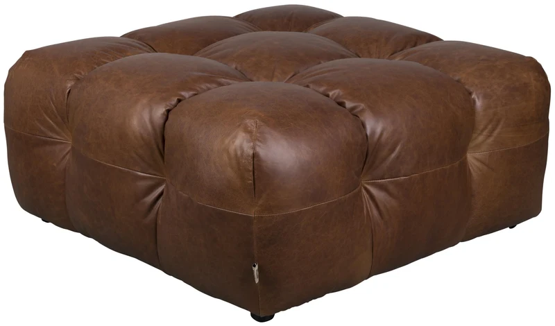 HACKMAN Hocker 100 x 100 cm Echtleder Dunkelbraun von DUTCHBONE