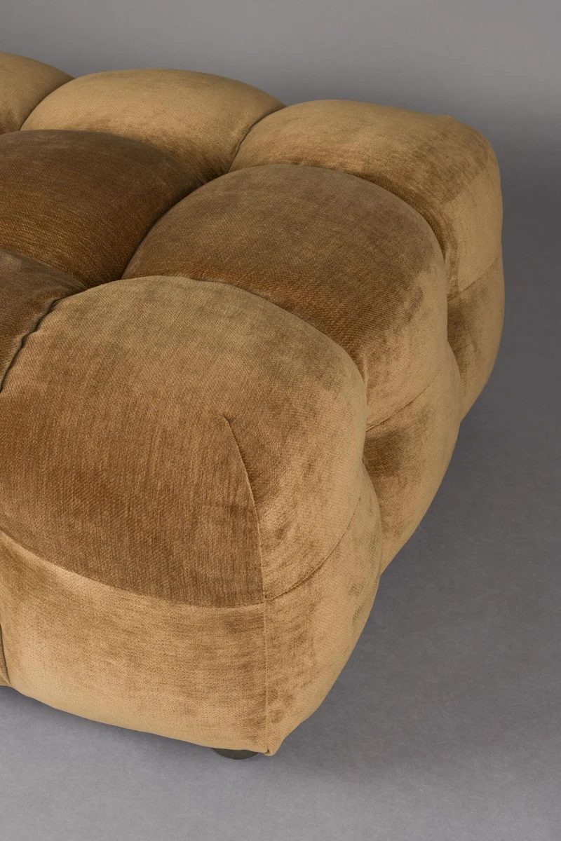 HACKMAN Hocker 100 x 100 cm Velours Cognac von DUTCHBONE