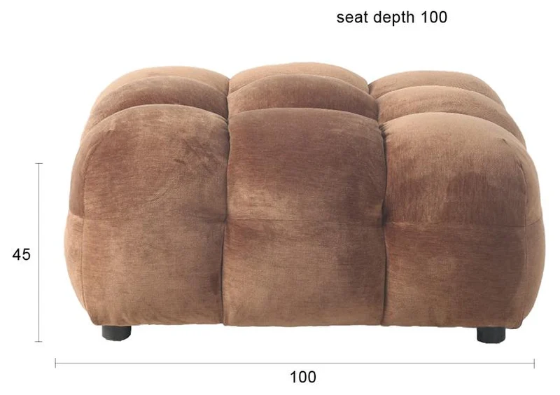 HACKMAN Hocker 100 x 100 cm Velours Cognac von DUTCHBONE