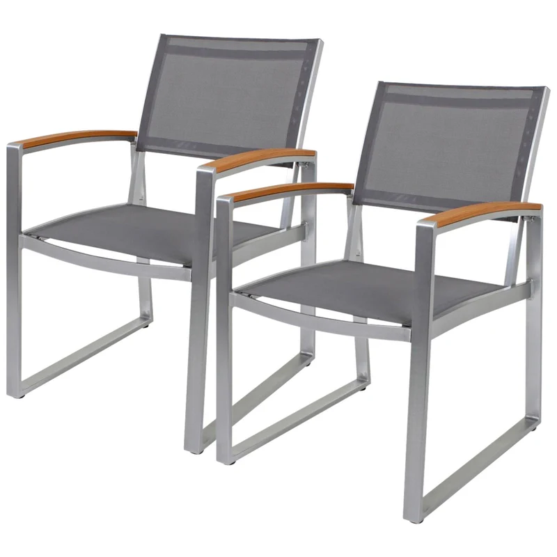 Gartenstuhl Gartensessel mit Armlehnen AVA 2er-Set Gestell Aluminium