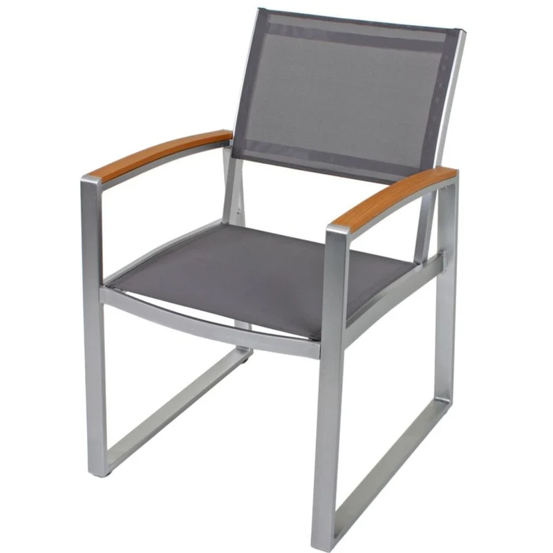 Gartenstuhl Gartensessel mit Armlehnen AVA 2er-Set Gestell Aluminium